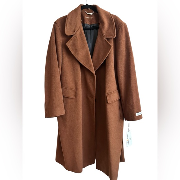 Calvin Klein 3X plus size wool coat new camel brown warm classic - Picture 1 of 9